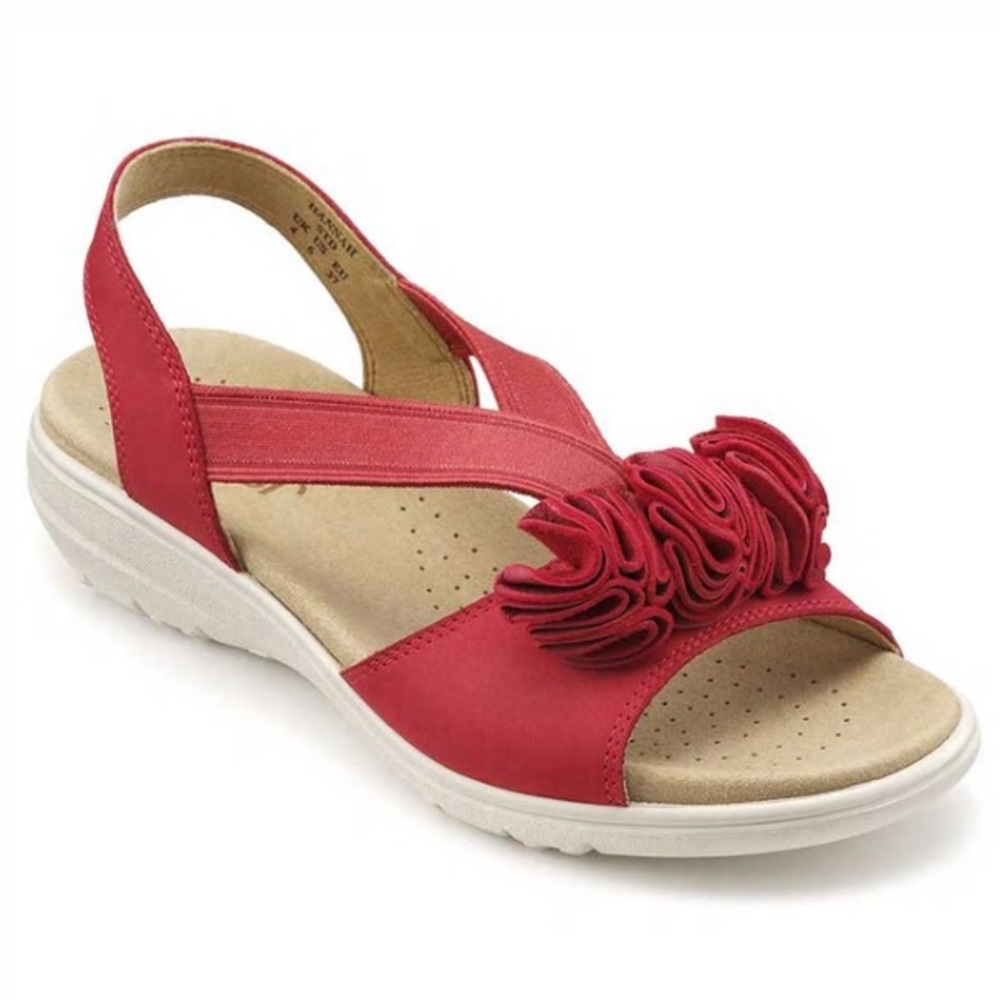EUC Hannah Extra Wide Sandal in Coral Women’s Size 7.5 Velvet Nubuck & Suede